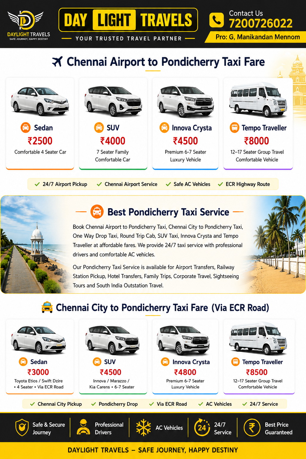 Why Choose Daylight Travels Chennai Airport Taxi Service