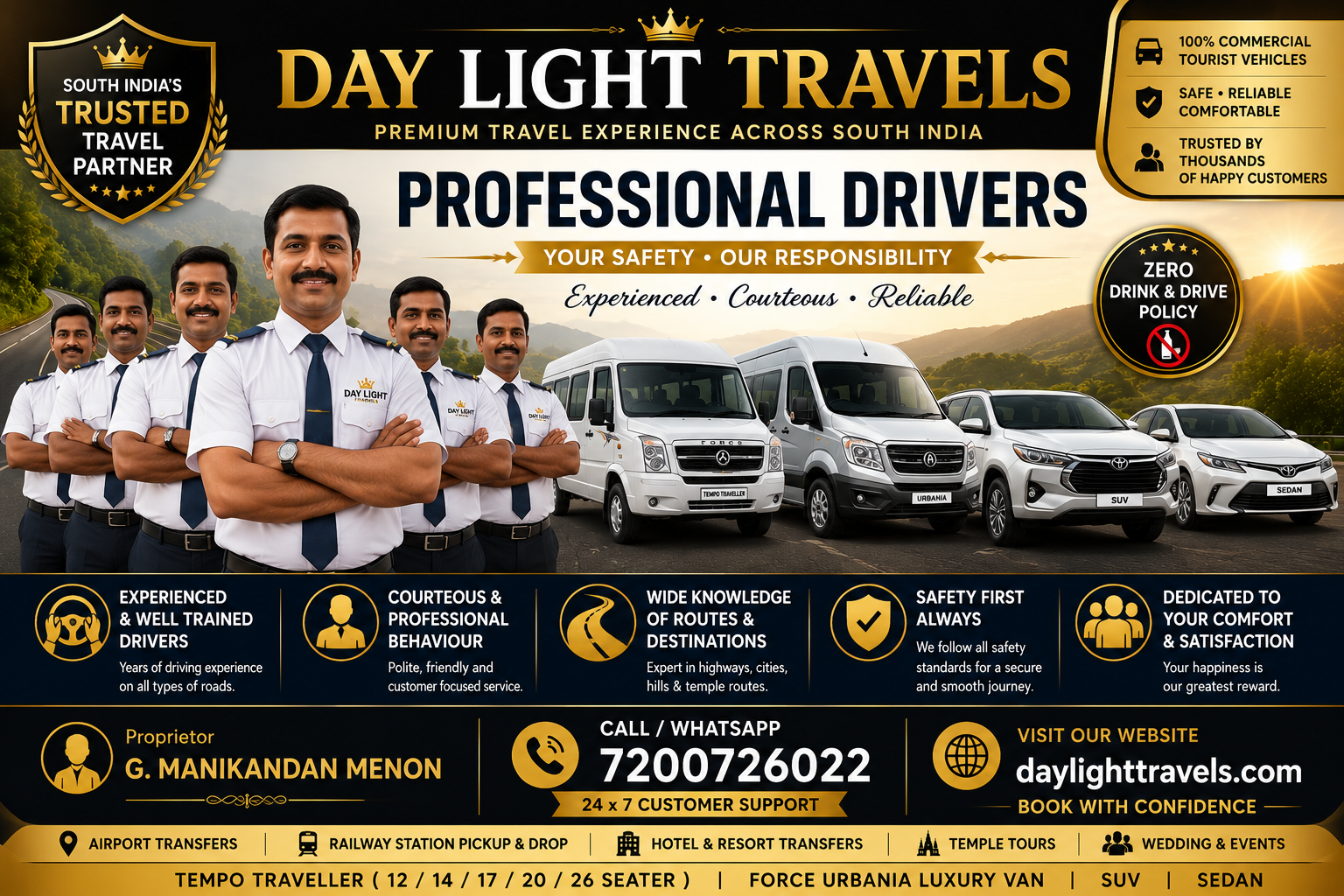 Professional Drivers South India Taxi