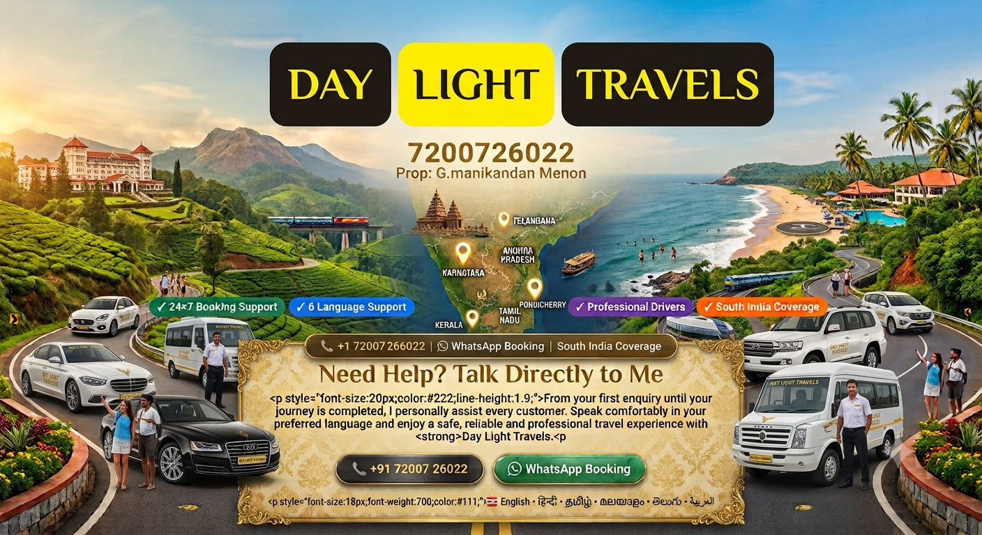 South India Hotels Resort Residence Taxi Service Map